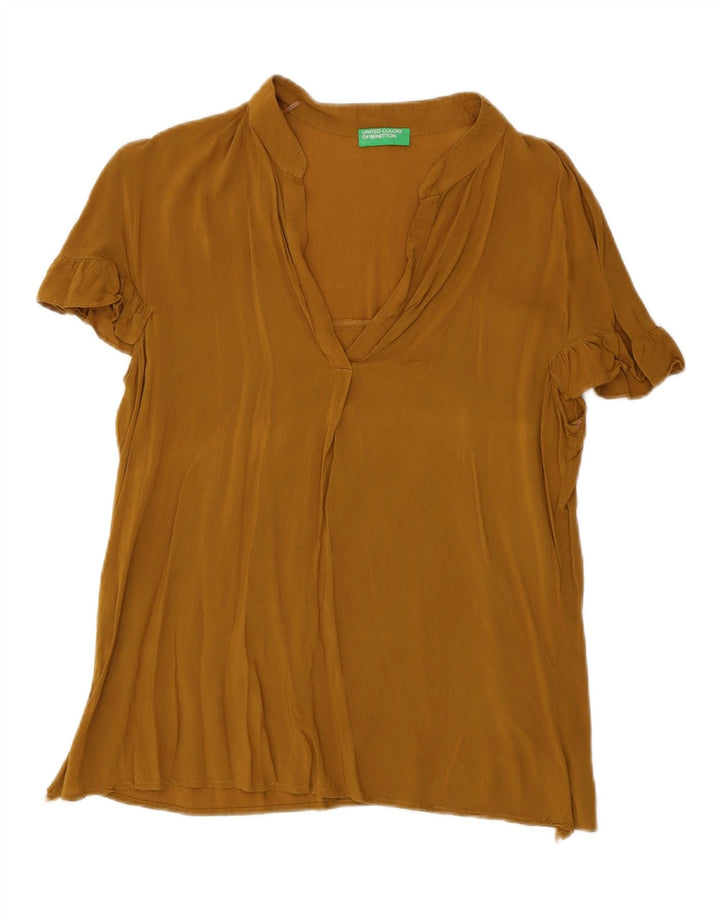 BENETTON Womens Blouse Top UK 14 Medium Khaki
