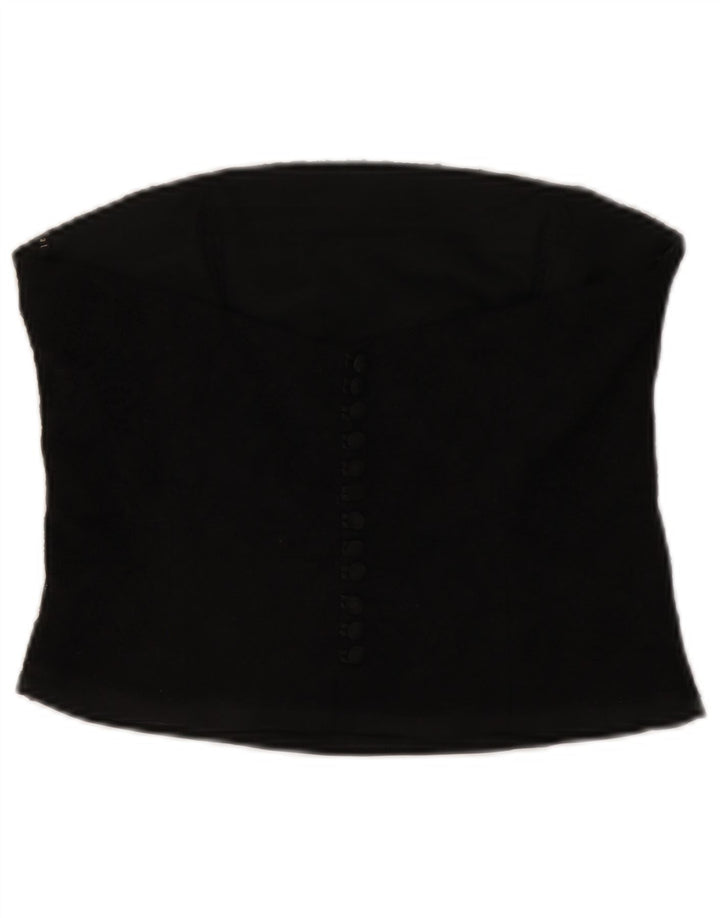 COAST Womens Crop Strapless Top UK 12 Medium  Black Acetate