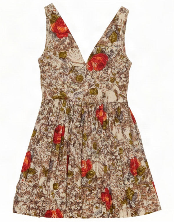 Topshop Womens Sleeveless A-Line Dress UK 8 Small Multicoloured Floral