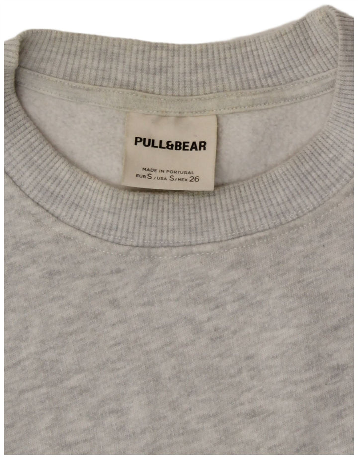 Pull & Bear Γυναικείο γραφικό φούτερ Jumper UK 10 Small Grey Flecked