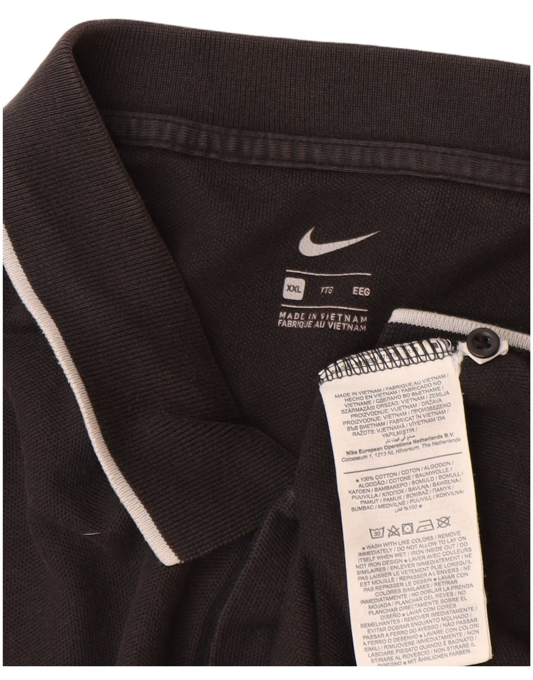 Ανδρικό μπλουζάκι πόλο NIKE 2XL μαύρο βαμβακερό