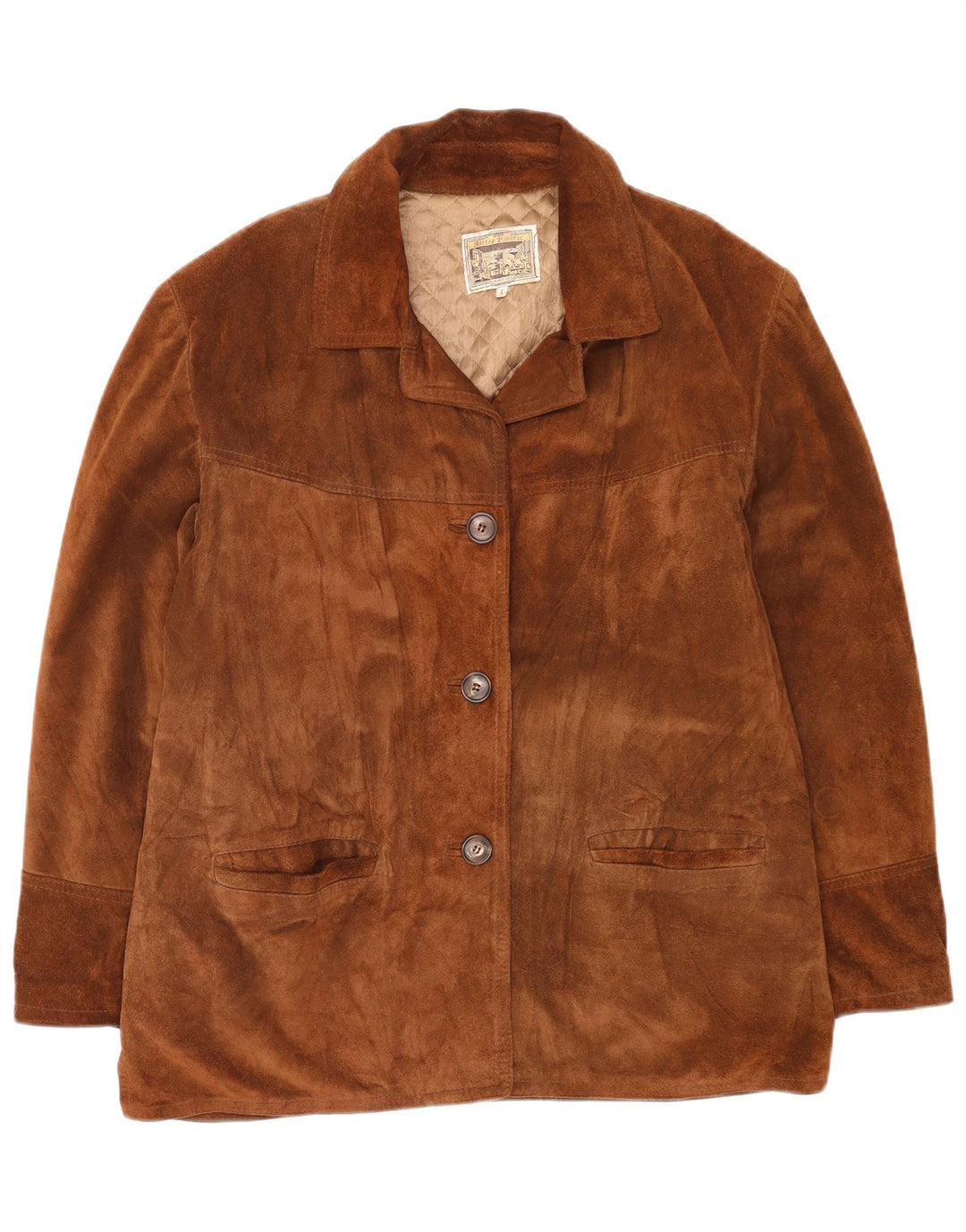 Vintage Γυναικείο Suede Jacket UK 16 Large Brown Δερμάτινο