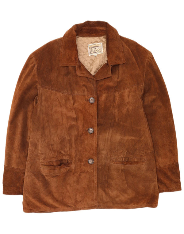 Vintage Γυναικείο Suede Jacket UK 16 Large Brown Δερμάτινο