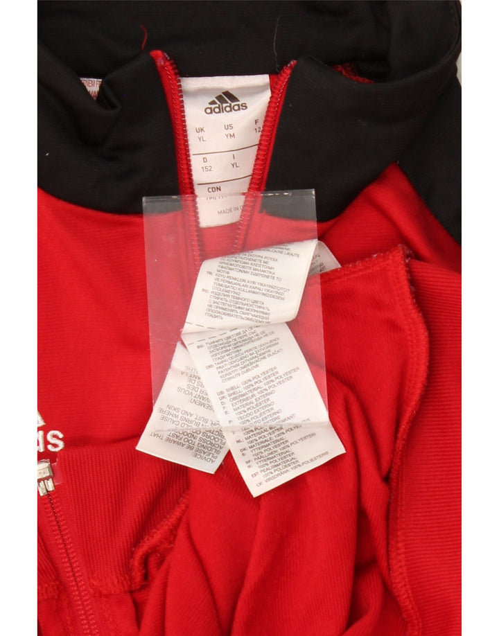 ADIDAS Boys Tracksuit Top Jacket 11-12 Years Large Red Colourblock Vintage Adidas and Second-Hand Adidas from Messina Hembry 