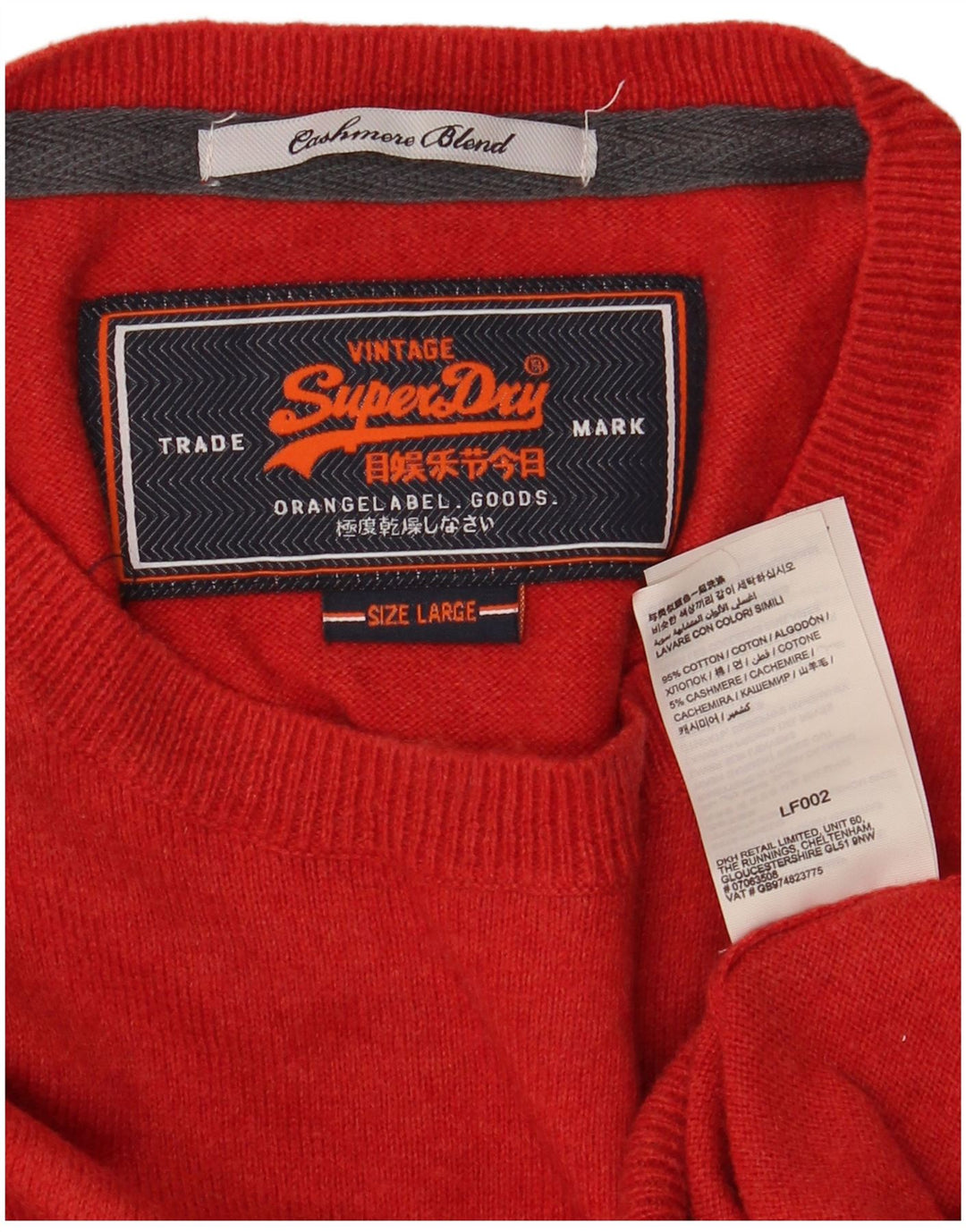 Superdry Ανδρικό πουλόβερ με λαιμόκοψη, μεγάλο κόκκινο βαμβακερό