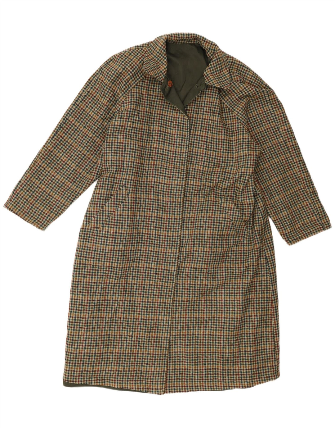 Vintage γυναικεία αναστρέψιμη καμπαρντίνα IT 46 Large Green Check Polyester