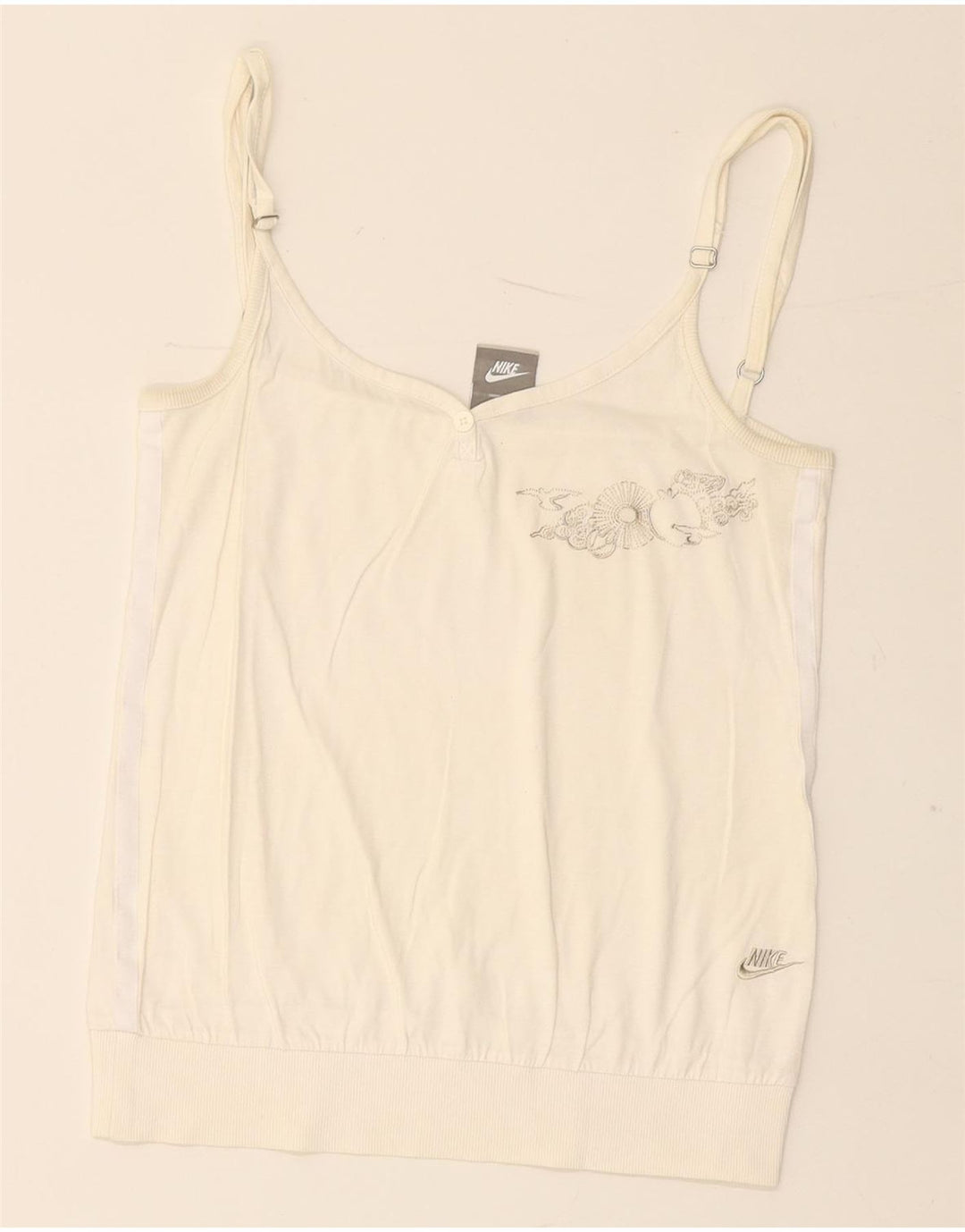 NIKE Γυναικεία Crop Graphic Cami Top UK 10/12 Medium Off White