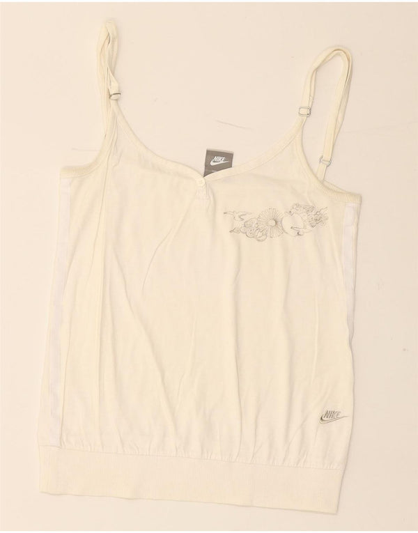 NIKE Γυναικεία Crop Graphic Cami Top UK 10/12 Medium Off White