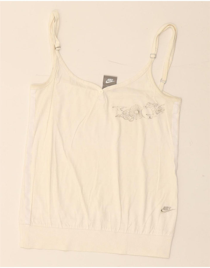 NIKE Γυναικεία Crop Graphic Cami Top UK 10/12 Medium Off White