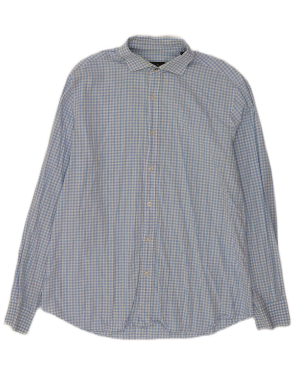 Massimo Dutti Ανδρικό πουκάμισο Casual Fit XL Blue Gingham Cotton