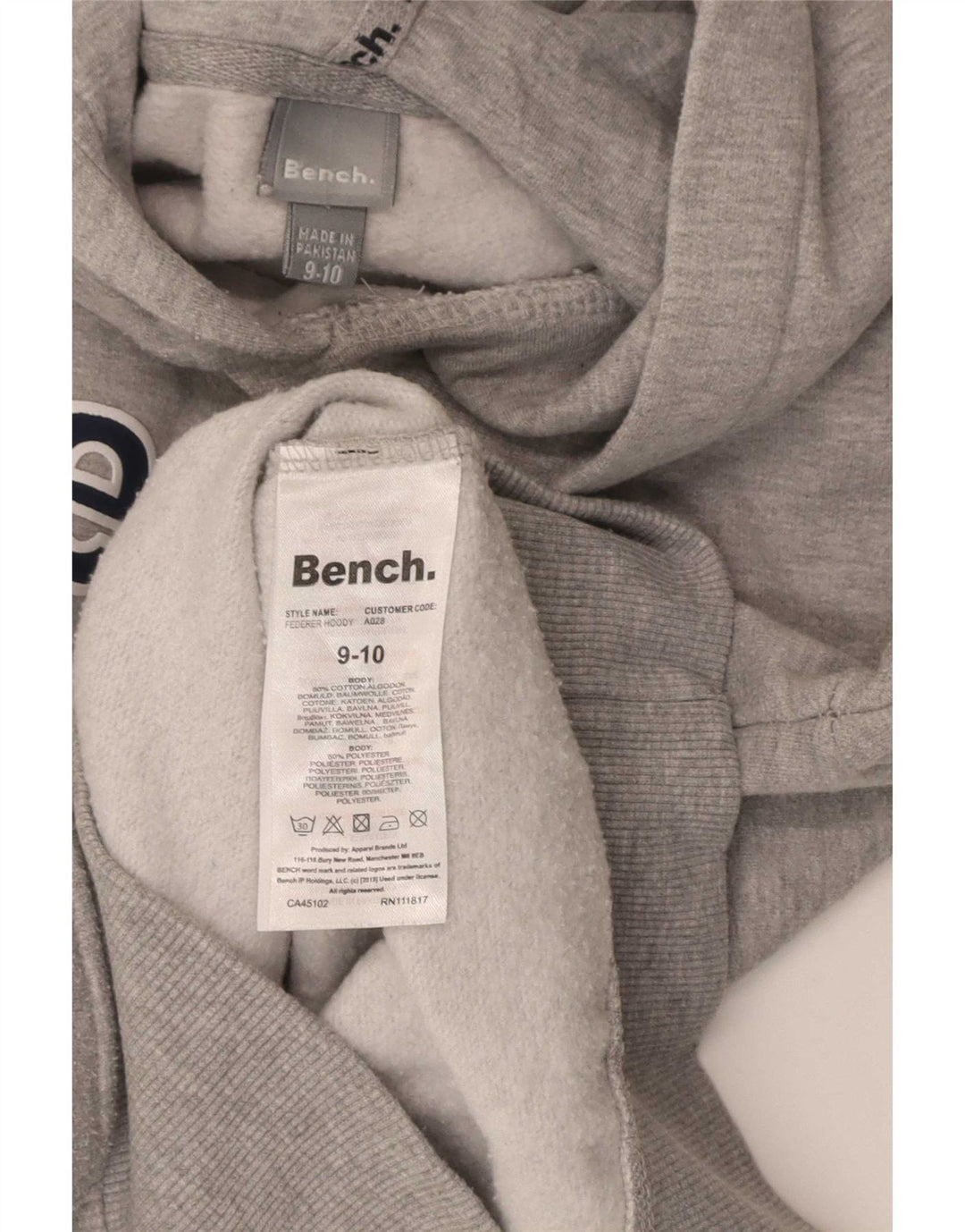 Παγκάκι Boys Graphic Hoodie Jumper 9-10 Years Grey Cotton