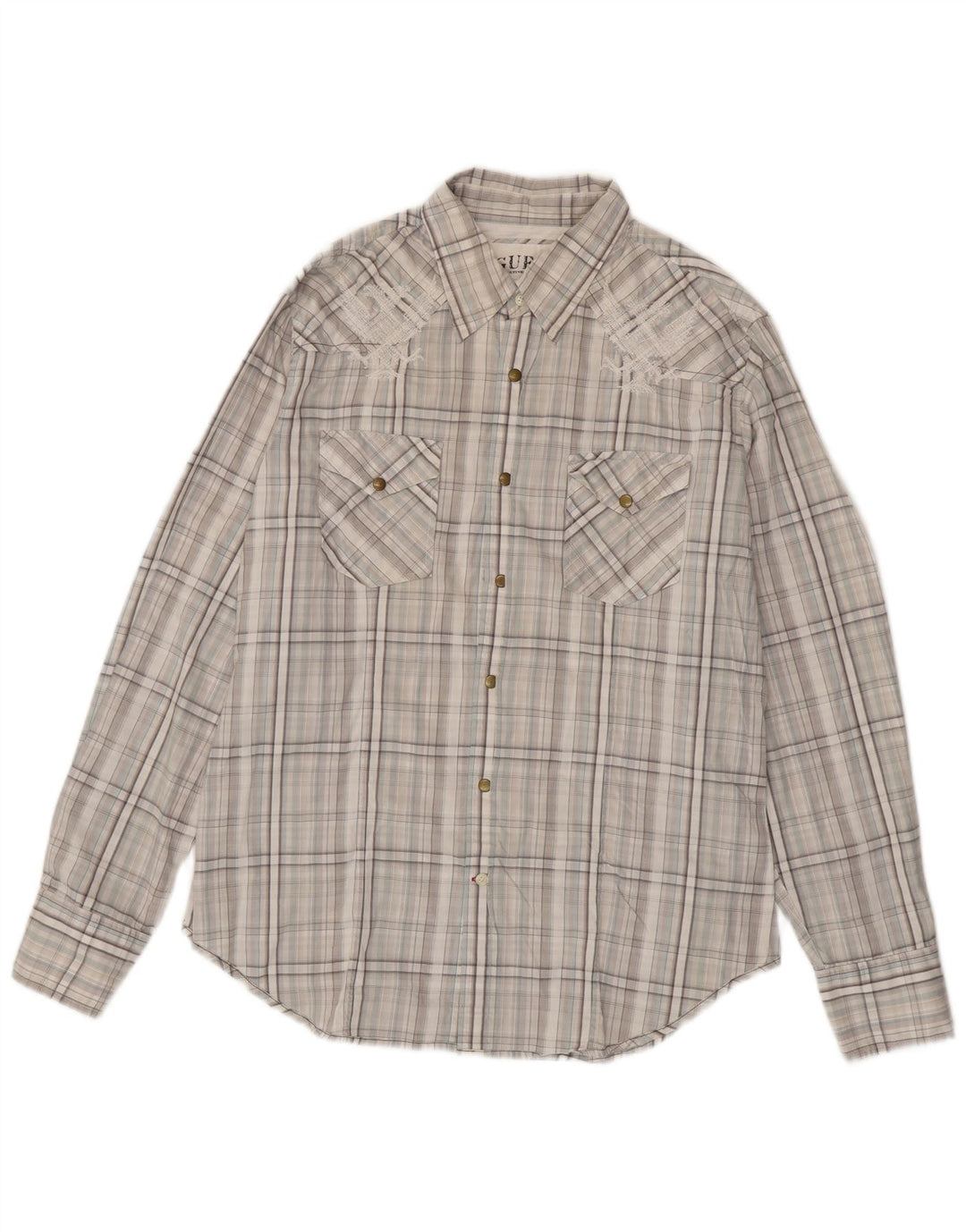 Ανδρικό πουκάμισο Guess Large Grey Check Cotton