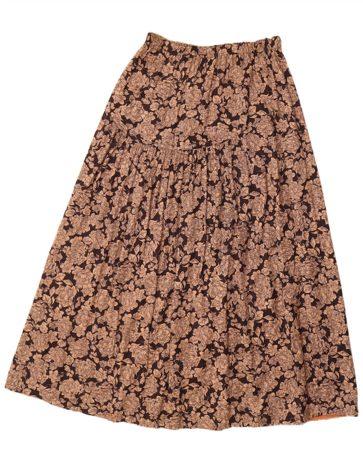 Γυναικεία φούστα σε γραμμή Α VINTAGE Μεσαία W30 Καφέ Floral Viscose