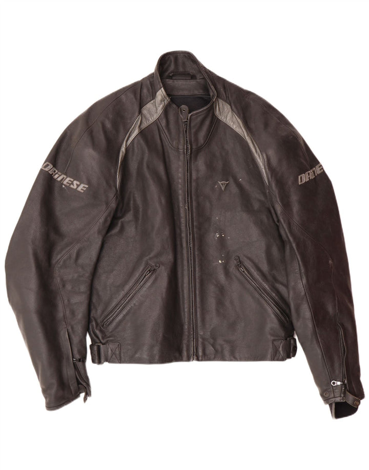 DAINESE Ανδρικό τζάκετ Racer με γραφικό μέγεθος 54 Μεγάλο μαύρο δερμάτινο χρώμα