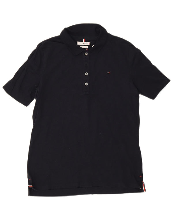 Tommy Hilfiger Womens Regular Fit Polo Shirt UK 12 Medium Navy Blue Cotton