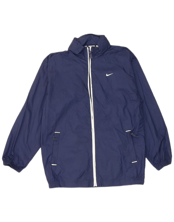 Nike Boys Graphic Hooded Rain Jacket 14-15 Years Navy Blue Nylon