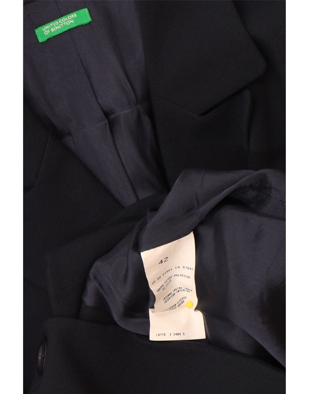 Benetton Γυναικείο μπουφάν 3 κουμπιών Blazer IT 42 Medium Navy Blue Polyester