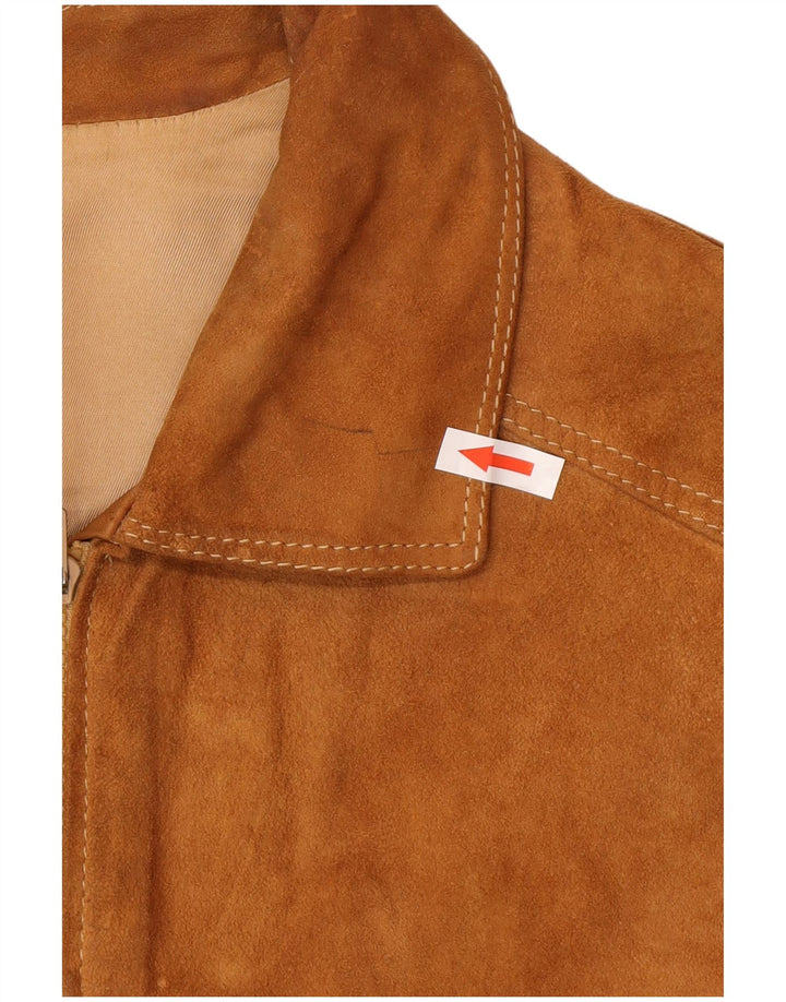 Vintage Ανδρικό Suede Bomber Jacket IT 48 Medium Brown