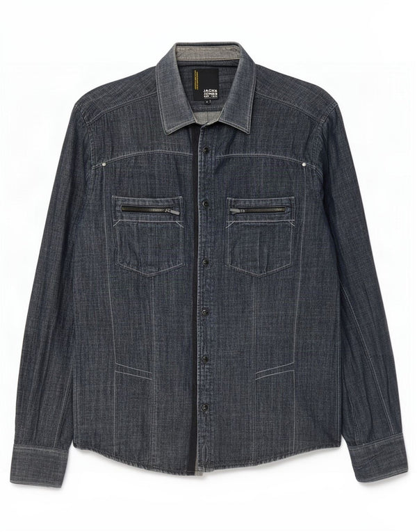 Jack & Jones Ανδρικό Τζιν Πουκάμισο Μικρό Μπλε Βαμβακερό