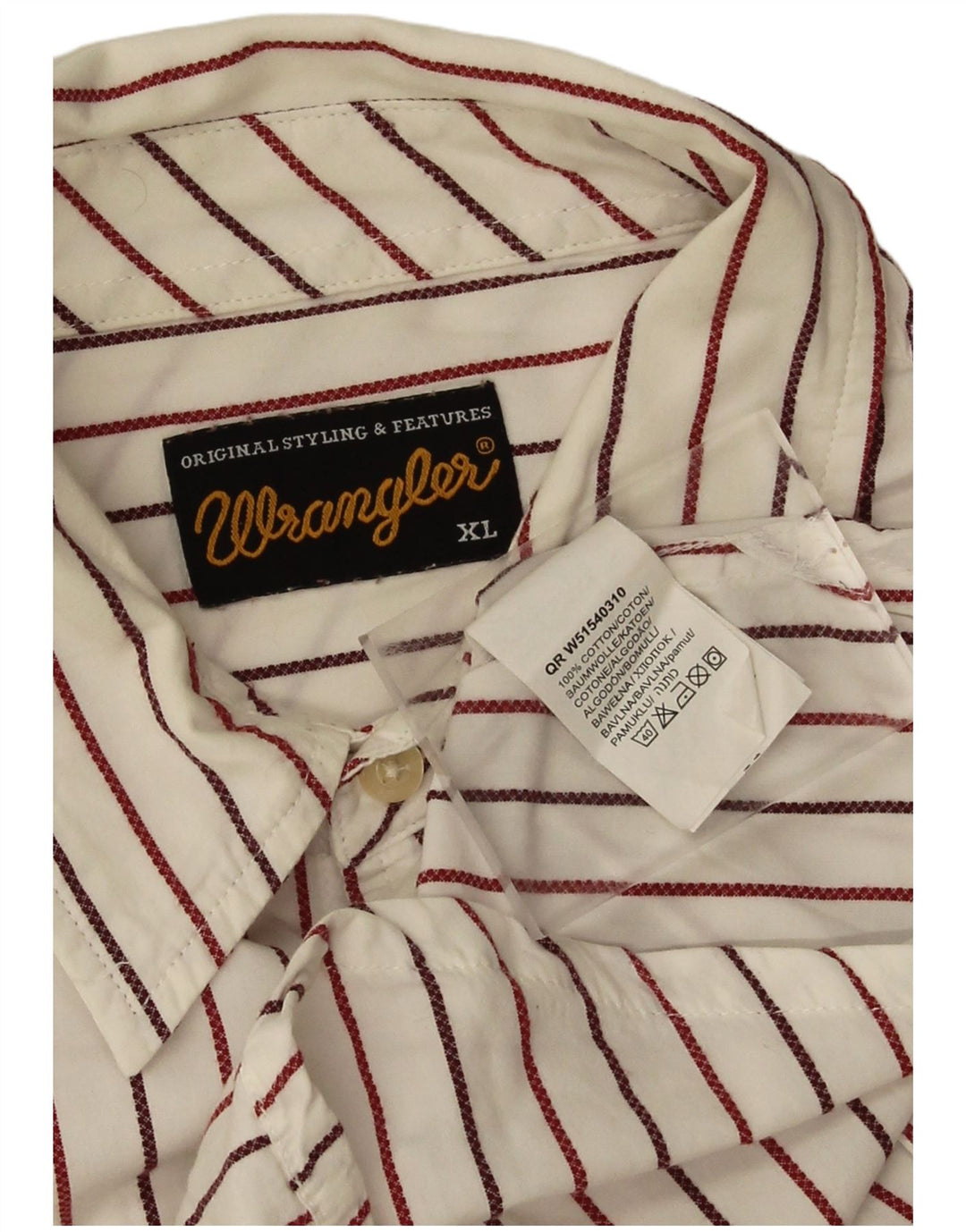 Ανδρικό πουκάμισο Wrangler XL Λευκό ριγέ βαμβακερό