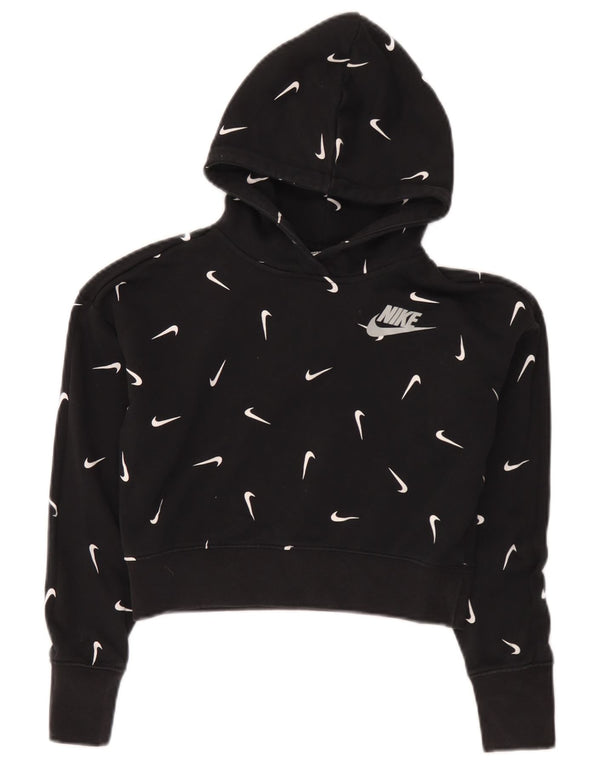 Nike Girls Crop Graphic Standard Fit Jumper 12-13 Years Large Black