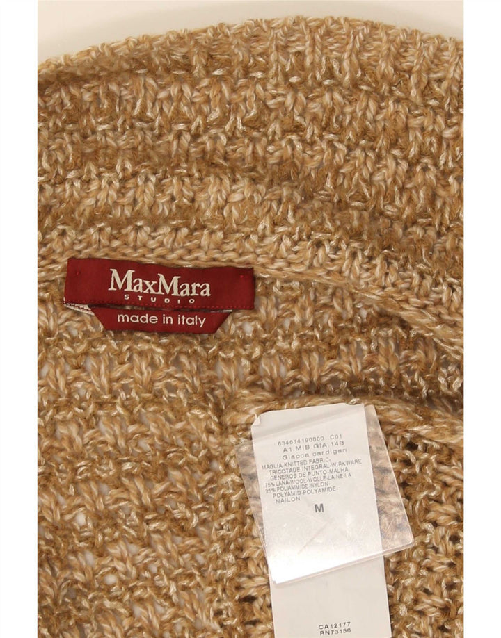 Max Mara Γυναικείο ανοιχτό πουλόβερ ζακέτα UK 14 μεσαίο καφέ μαλλί