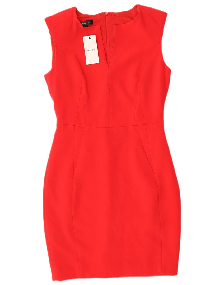 MANGO Womens Sleeveless Bodycon Dress UK 10 Small Red Polyester