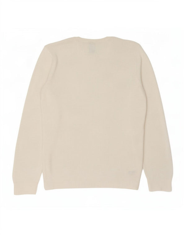 Zara Mens Crew Neck Jumper Sweater Medium White Cotton