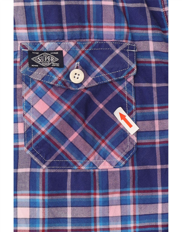 Ανδρικό κοντομάνικο πουκάμισο Superdry μεγάλο μπλε βαμβακερό