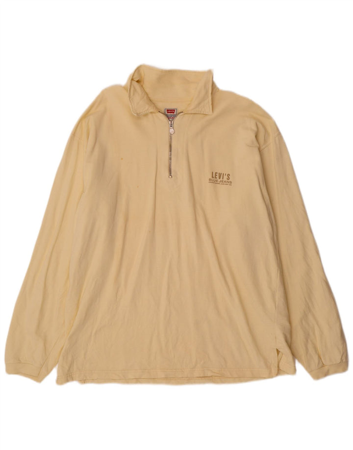 Ανδρικό φούτερ Levi's Polo με λαιμόκοψη Jumper Μεγάλο Μπεζ βαμβακερό