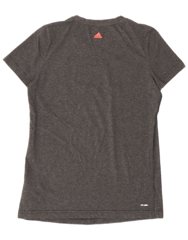 Γυναικείο γραφικό μπλουζάκι Adidas Climalite Top UK 16/18 μεγάλο γκρι βαμβακερό