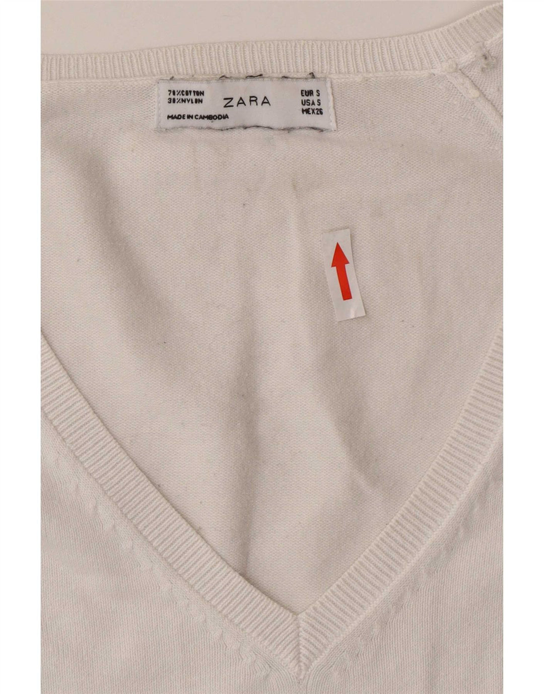 Zara Γυναικείο πουλόβερ με V λαιμόκοψη UK 10 Small White