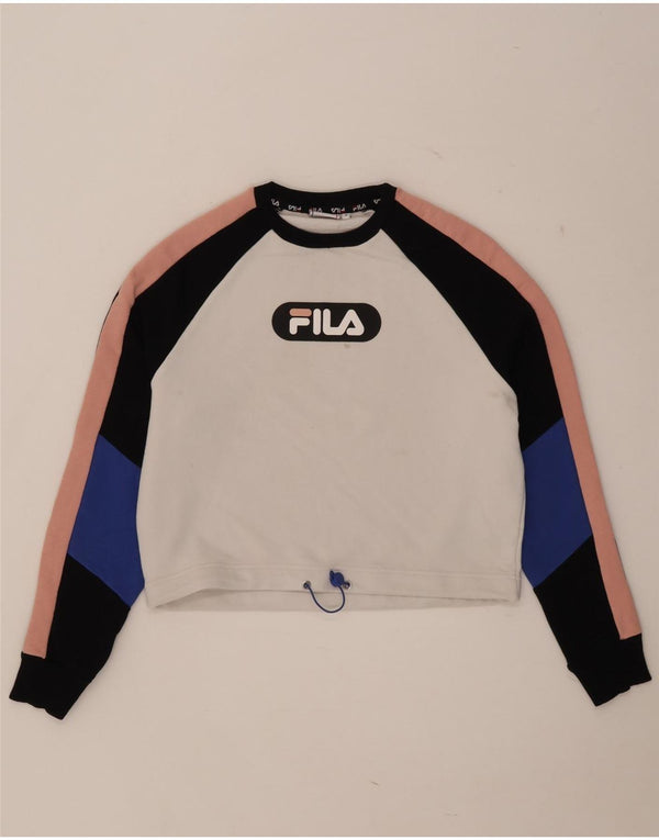 Fila Γυναικεία φούτερ υπερμεγέθη Crop Jumper UK 10 Small White Colourblock