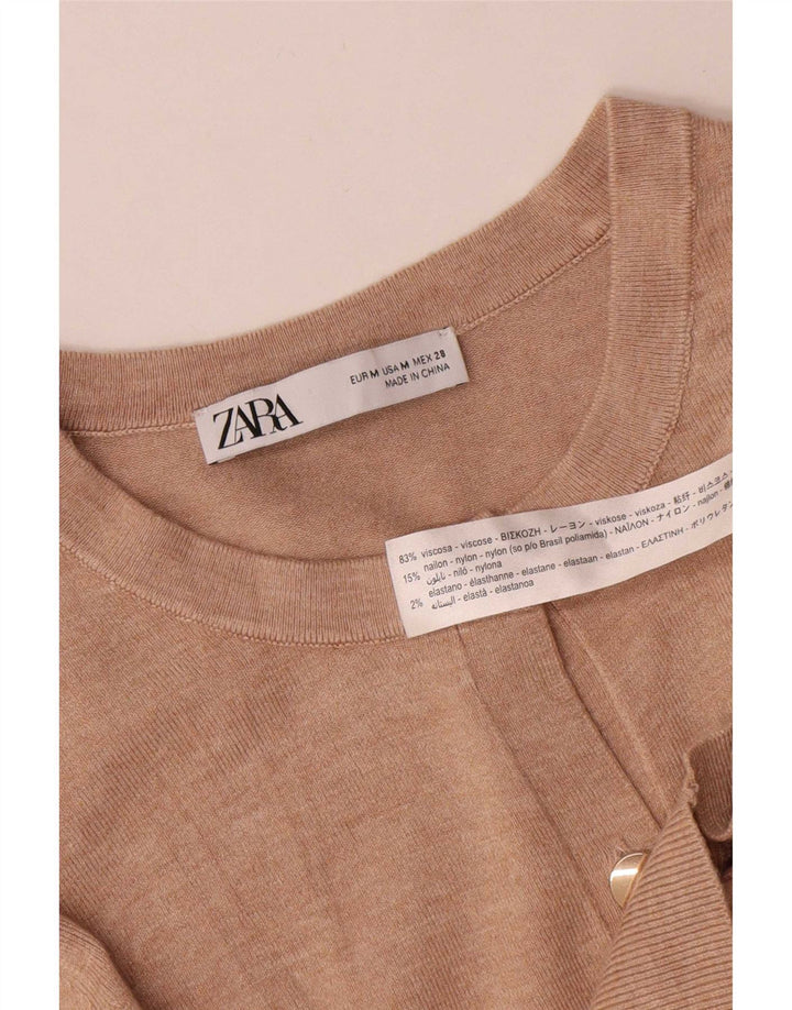 Zara Γυναικεία Ζακέτα πουλόβερ UK 12 μεσαία μπεζ βισκόζη
