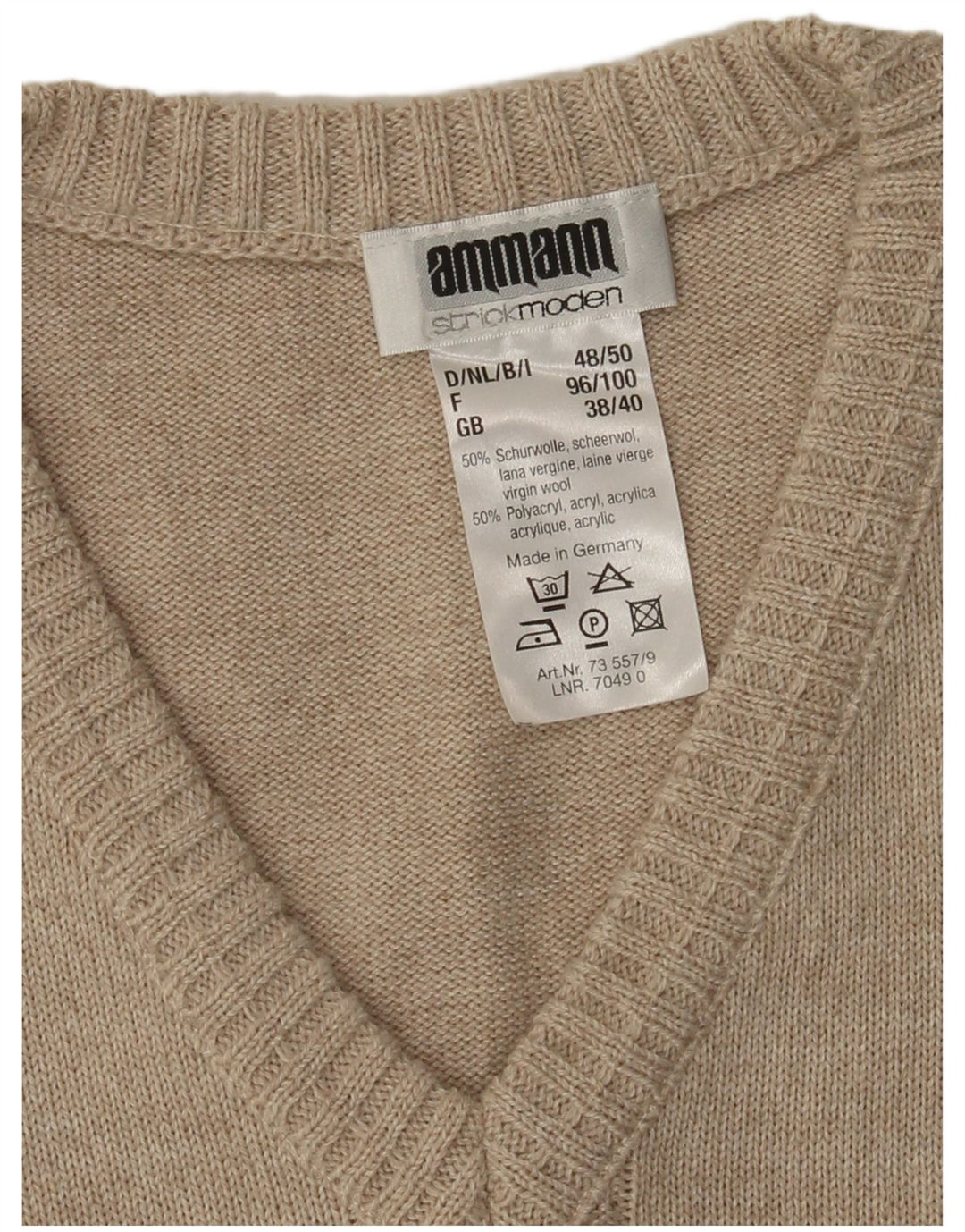 Strickmoden ανδρικό γιλέκο Tank Top UK 38/40 Medium Beige Geometric Polyacrylic