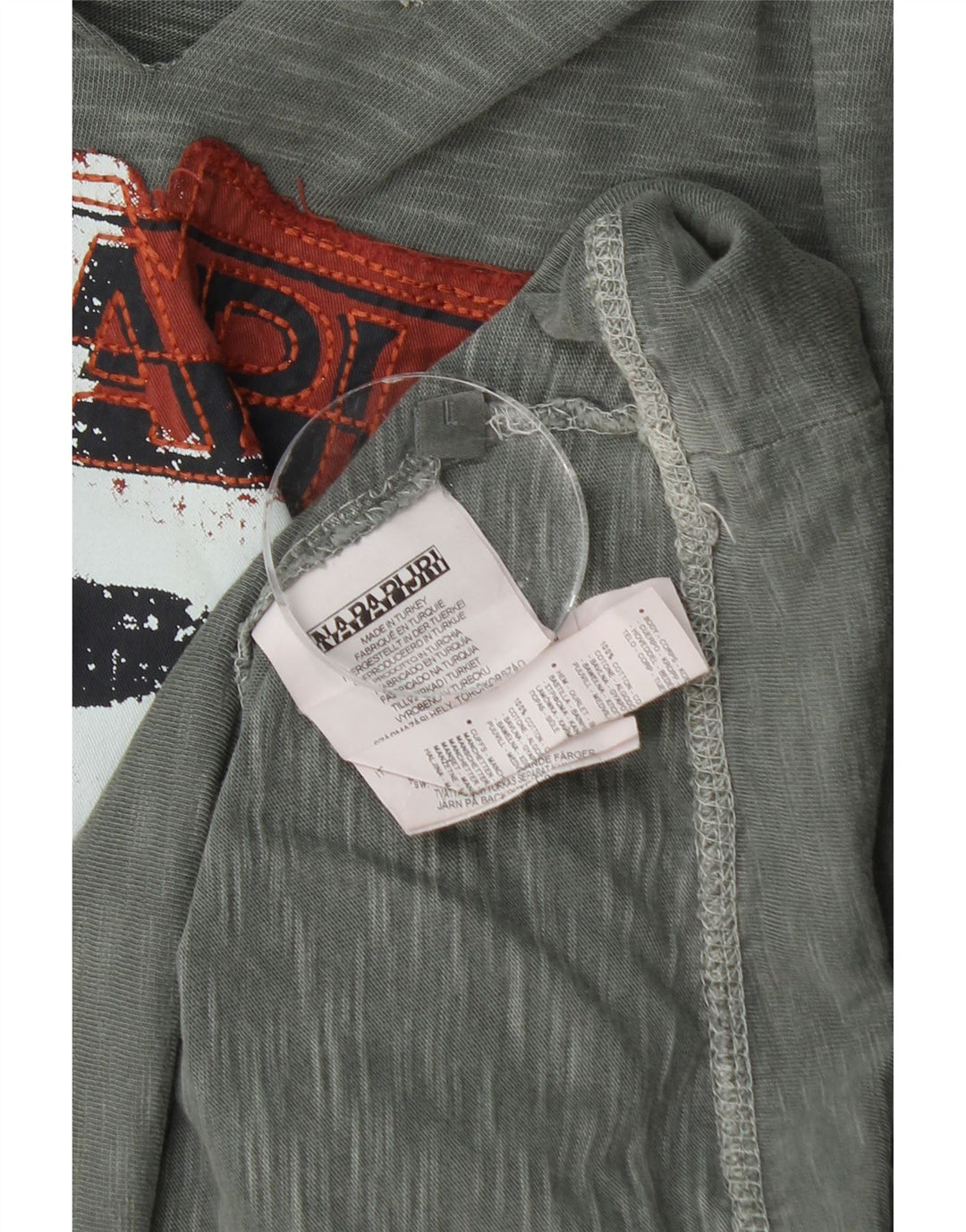 NAPAPIJRI Ανδρική κουκούλα γραφικό μακρυμάνικο μπλουζάκι μεγάλο γκρι βαμβακερό