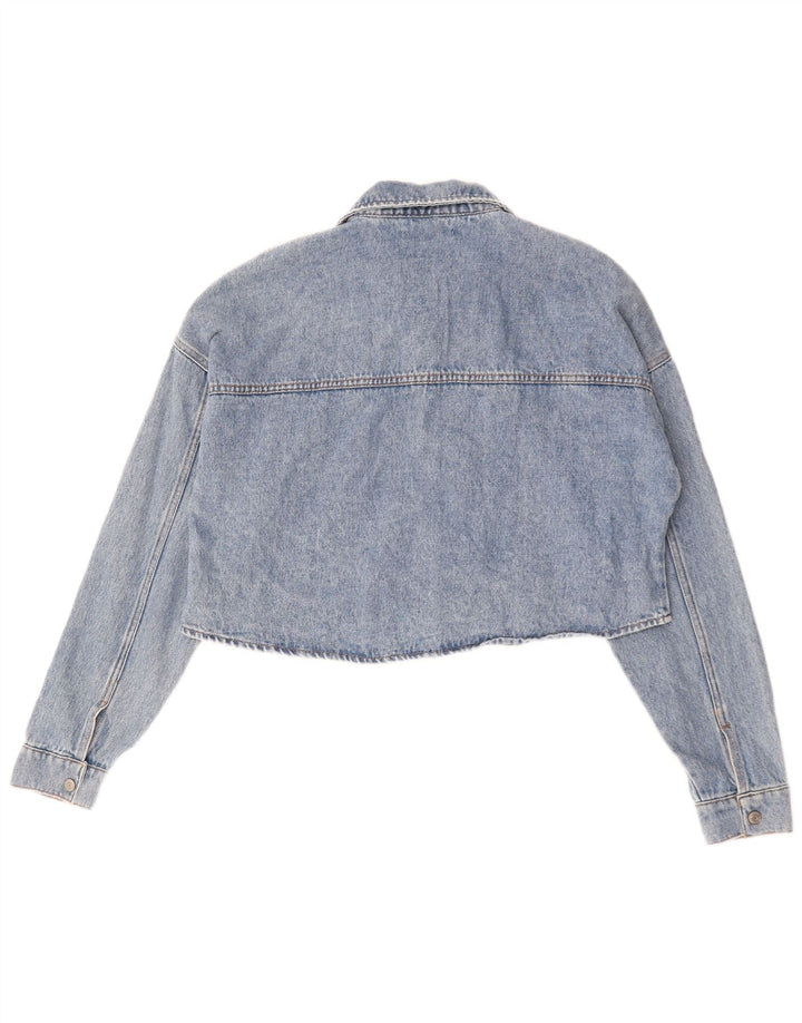 Esprit Γυναικείο Crop Oversized Τζιν μπουφάν UK 10 Small Blue Cotton
