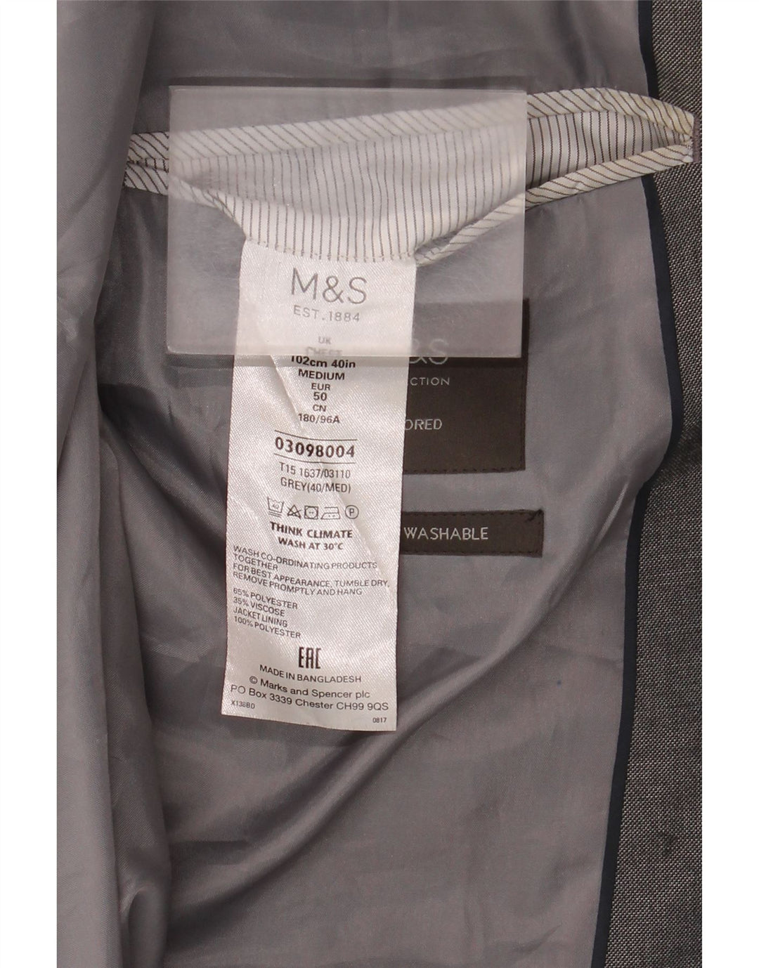 Marks & Spencer Ανδρικό σακάκι σακάκι 2 κουμπιών UK 40 Medium Grey