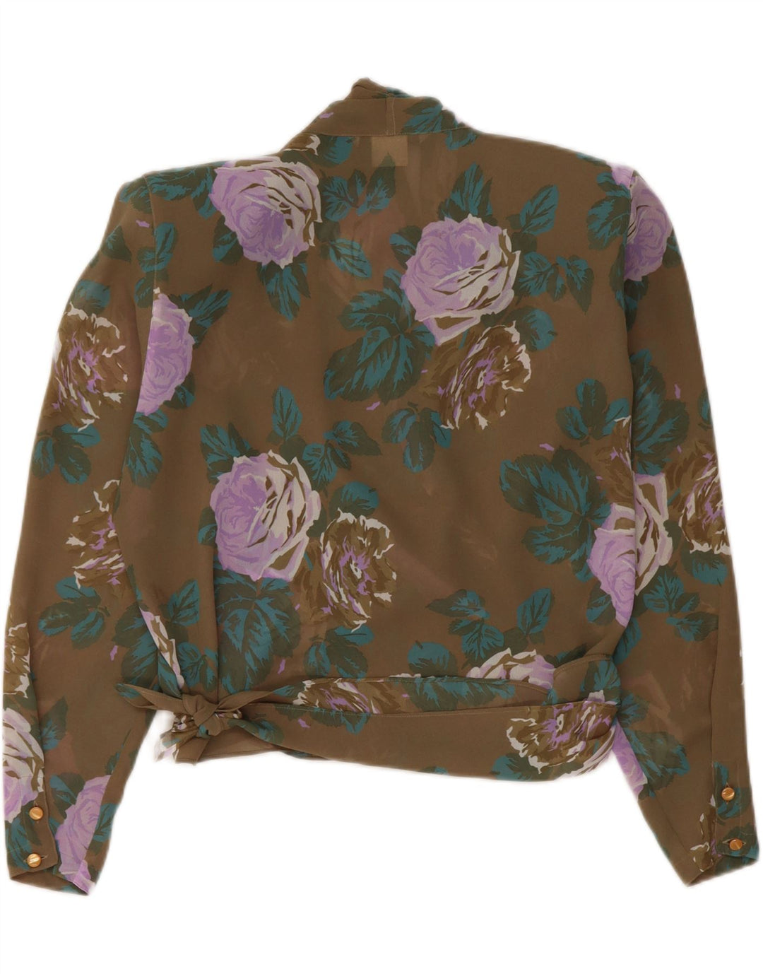 Marella Γυναικείο πουκάμισο Wrap Crop Μπλούζα UK 12 Medium Brown Floral Polyester