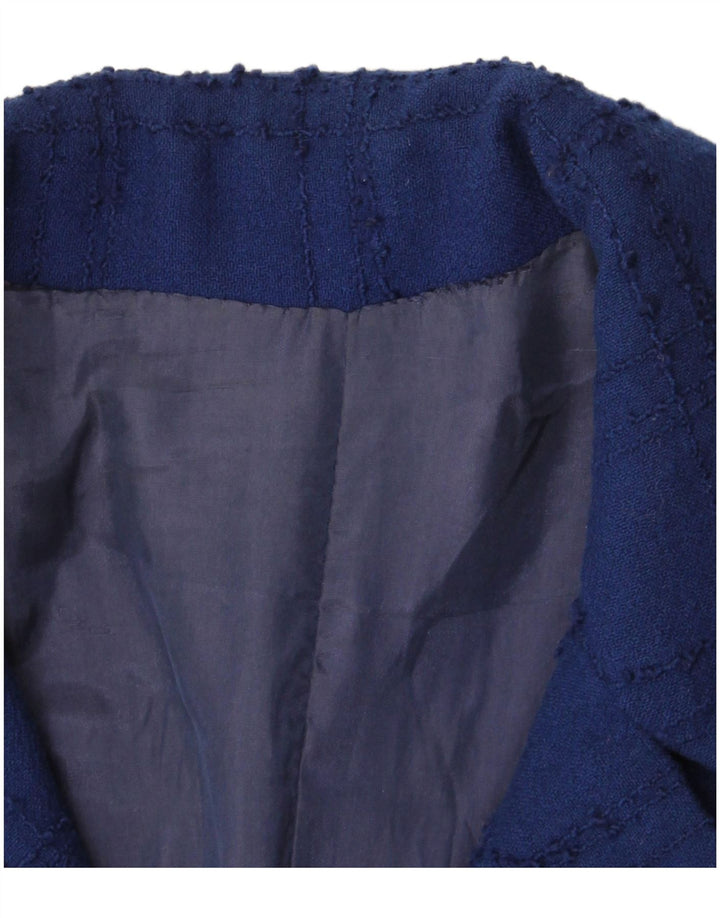 Vintage γυναικείο πανωφόρι UK 10 Small Navy Blue Check