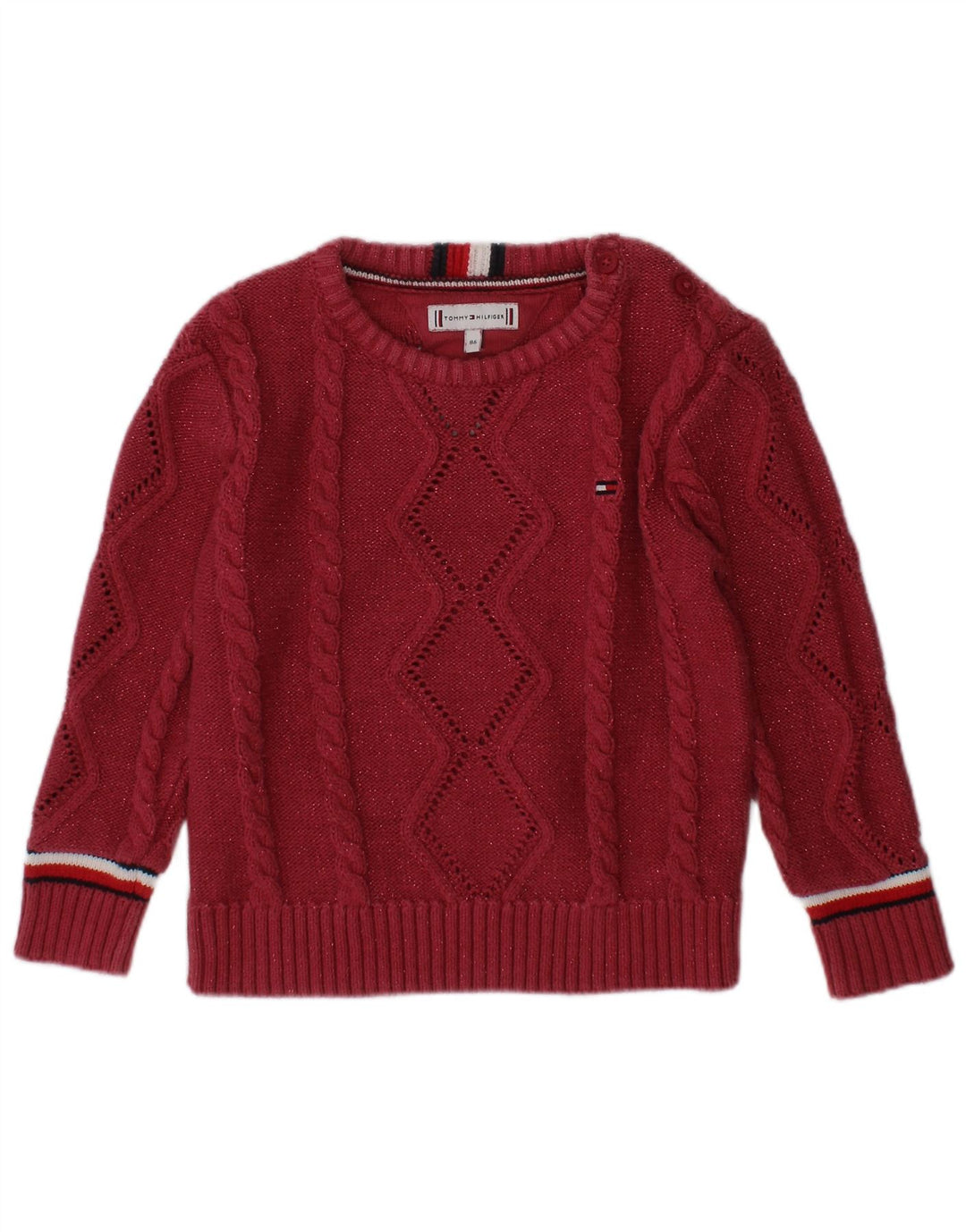 TOMMY HILFIGER Baby Girls Boat Neck Jumper πουλόβερ 12-18 μηνών μπορντό