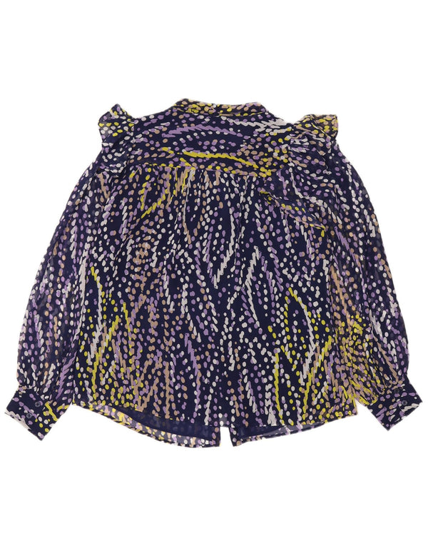 Dkny Γυναικείο πουκάμισο με βολάν μπλούζα UK 16 Large Navy Blue Spotted