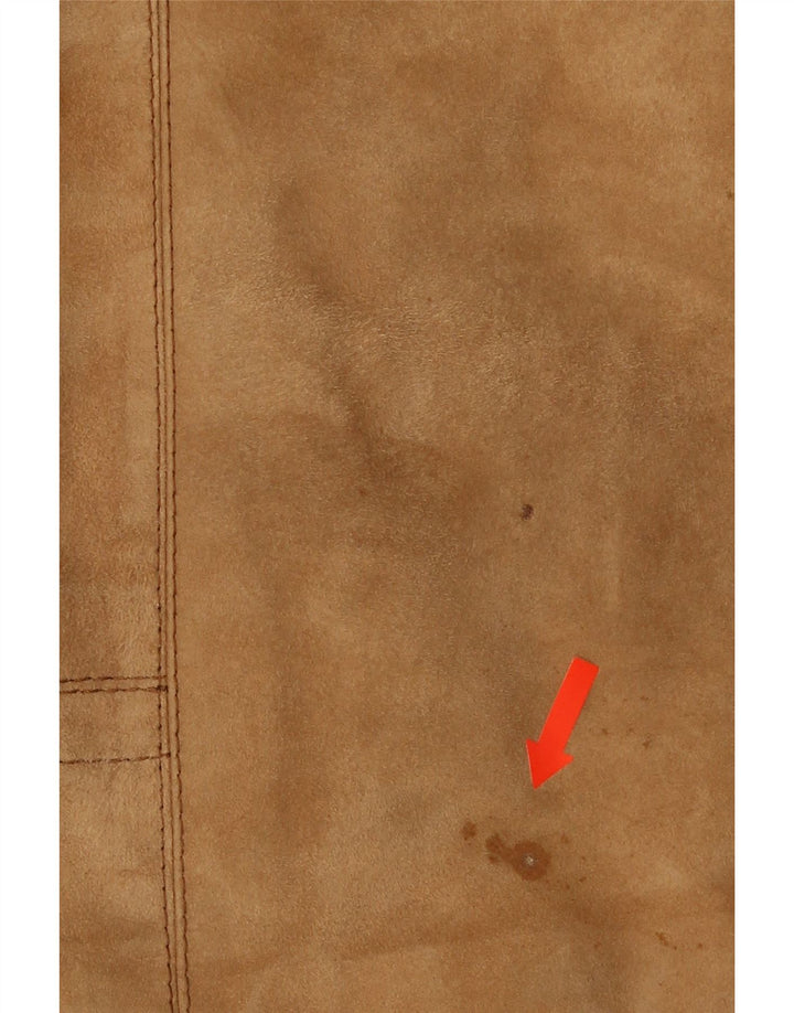 Ανδρικό παλτό VINTAGE Shearling UK 38 Δερμάτινο μεσαίο καφέ