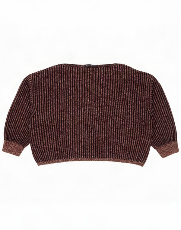 French Connection Womens Boat Neck Jumper Sweater UK 16 Large Black Striped