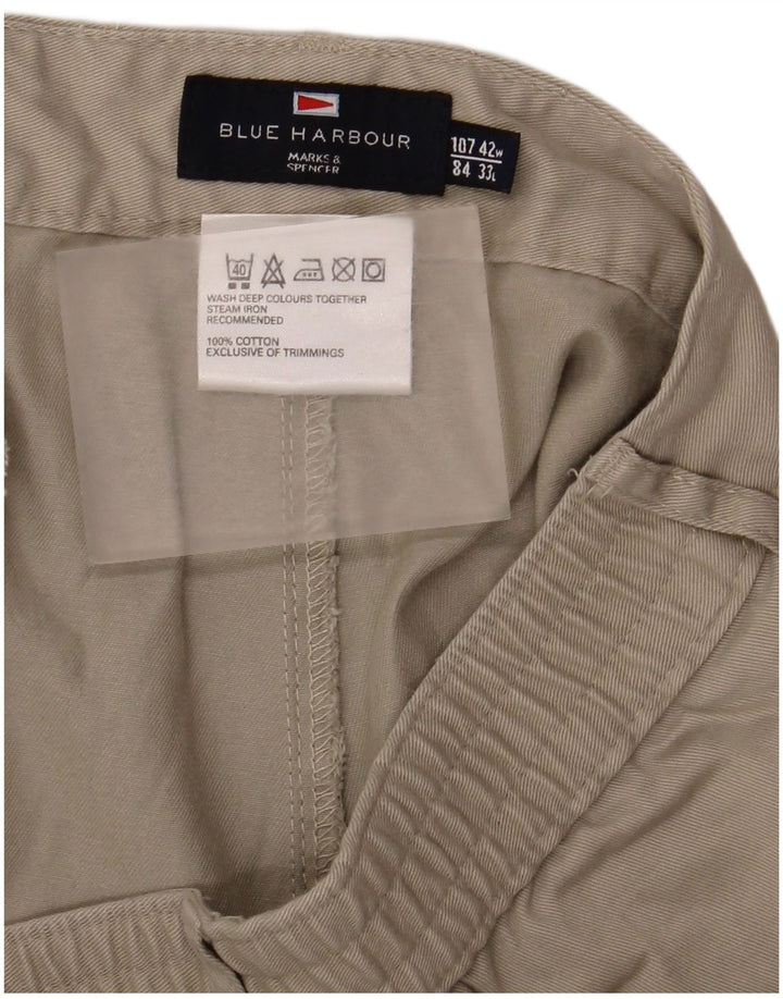 Ανδρικό παντελόνι Chino Marks & Spencer, μπλε Harbor, W42 L33 Beige