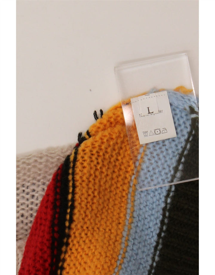 VINTAGE Γυναικείο πουλόβερ με λαιμόκαυστο UK 14 Μεγάλο Πολύχρωμο