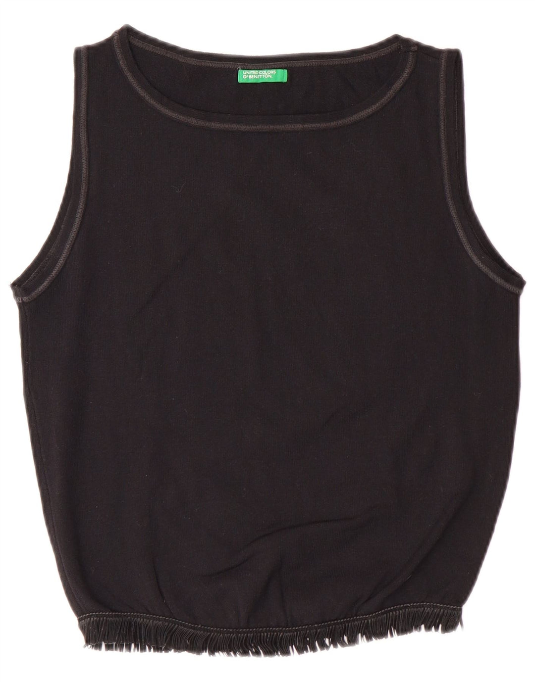 BENETTON Γυναικείο Crop Vest Top UK 12 Medium Black Polyamide
