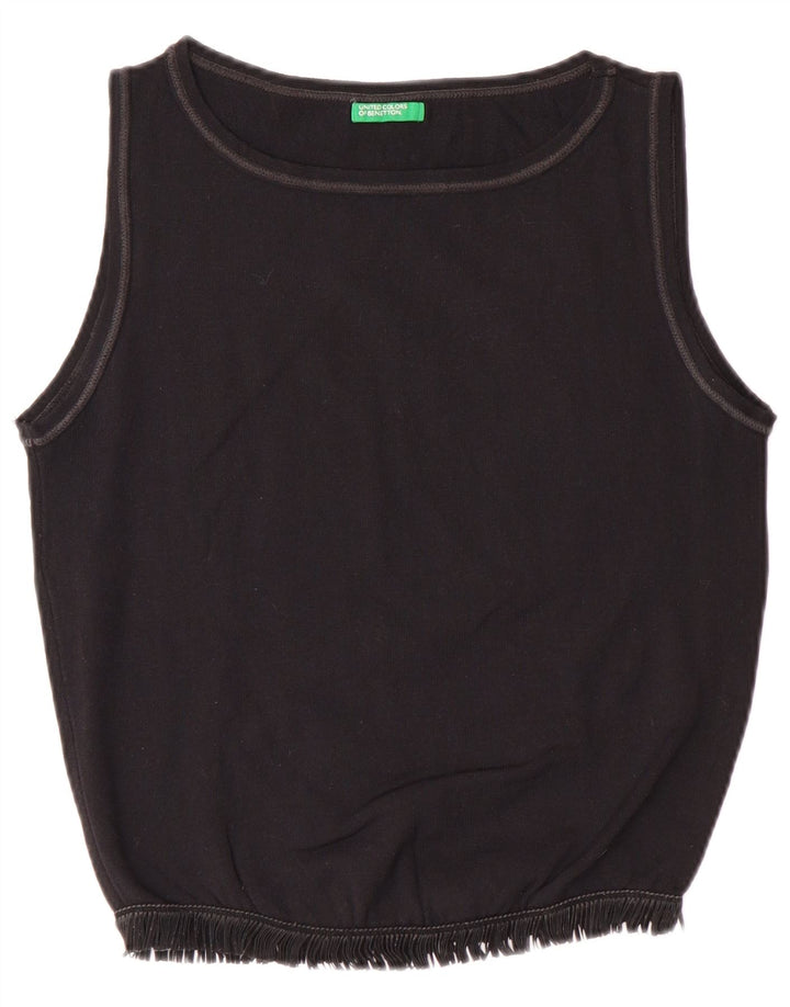 BENETTON Γυναικείο Crop Vest Top UK 12 Medium Black Polyamide