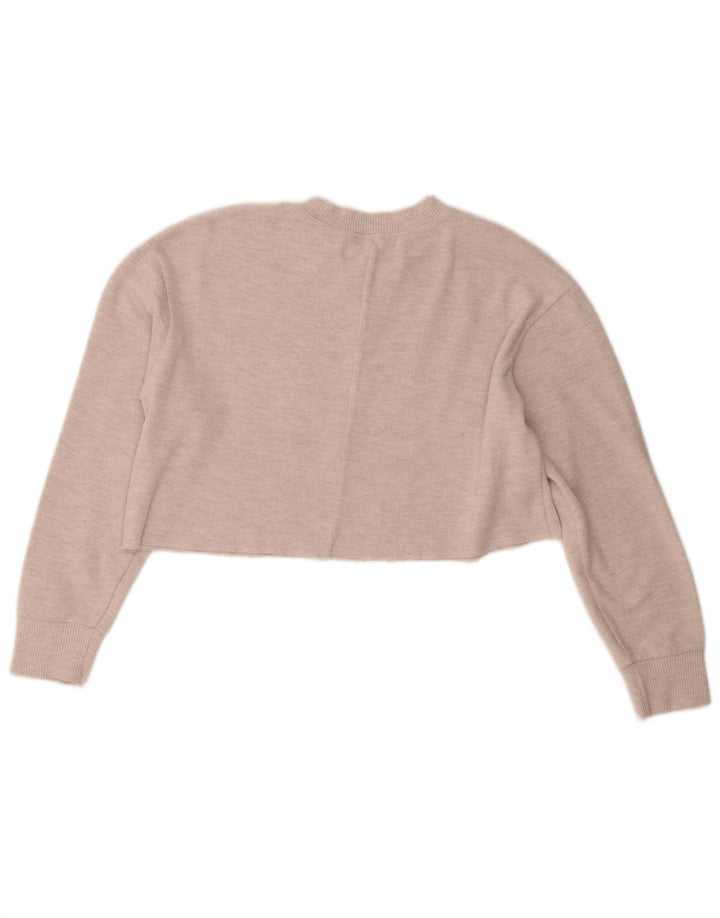Zara Γυναικείο Crop Top μακρυμάνικο UK 14 Medium Beige Polyester