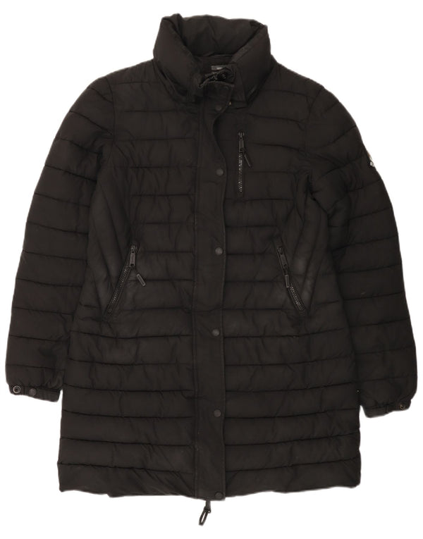 SUPERDRY Womens Padded Coat UK 12 Medium Black Polyester